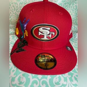 Mens new era San Francisco 49ers  blooming Hummingbird fitted hat sz 71/2